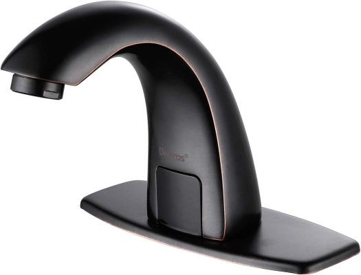 Derpras Touchless Bathroom Faucet with Automatic Sensor Function, Bathroom Sink Faucet with Hole Cover Plate, Oil Rubbed Black