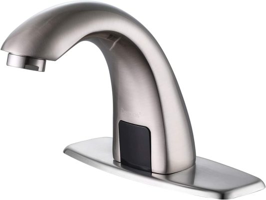 Derpras Touchless Bathroom Faucet with Automatic Sensor Function, Bathroom Sink Faucet with Hole Cover Plate, Brushed Nickel