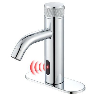 Derpras Touchless Bathroom Faucet with Automatic Sensor Function, Bathroom Sink Faucet with Hole Cover Plate, Countertop Temperature Adjustment, Chrome
